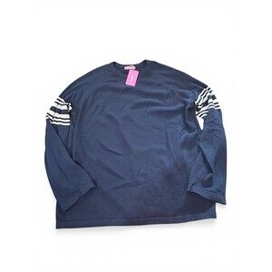 Edikted Navy Blue Striped Sleeve Knit Sweater - 100% Cotton - Size M - NWT